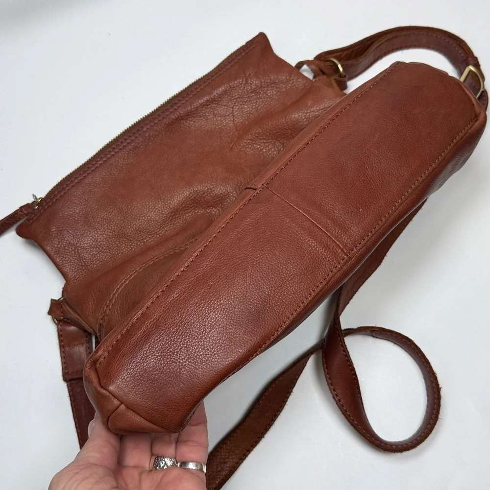 Margot Soft Leather Large Crossbody Hobo Bag Reddish Brown/ Rust Color Bag